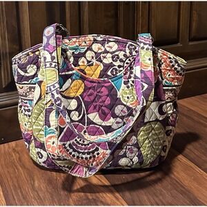 Vera Bradley Glenna "Retired" Plum Crazy Quilted Shoulder Bag Purse with Pockets